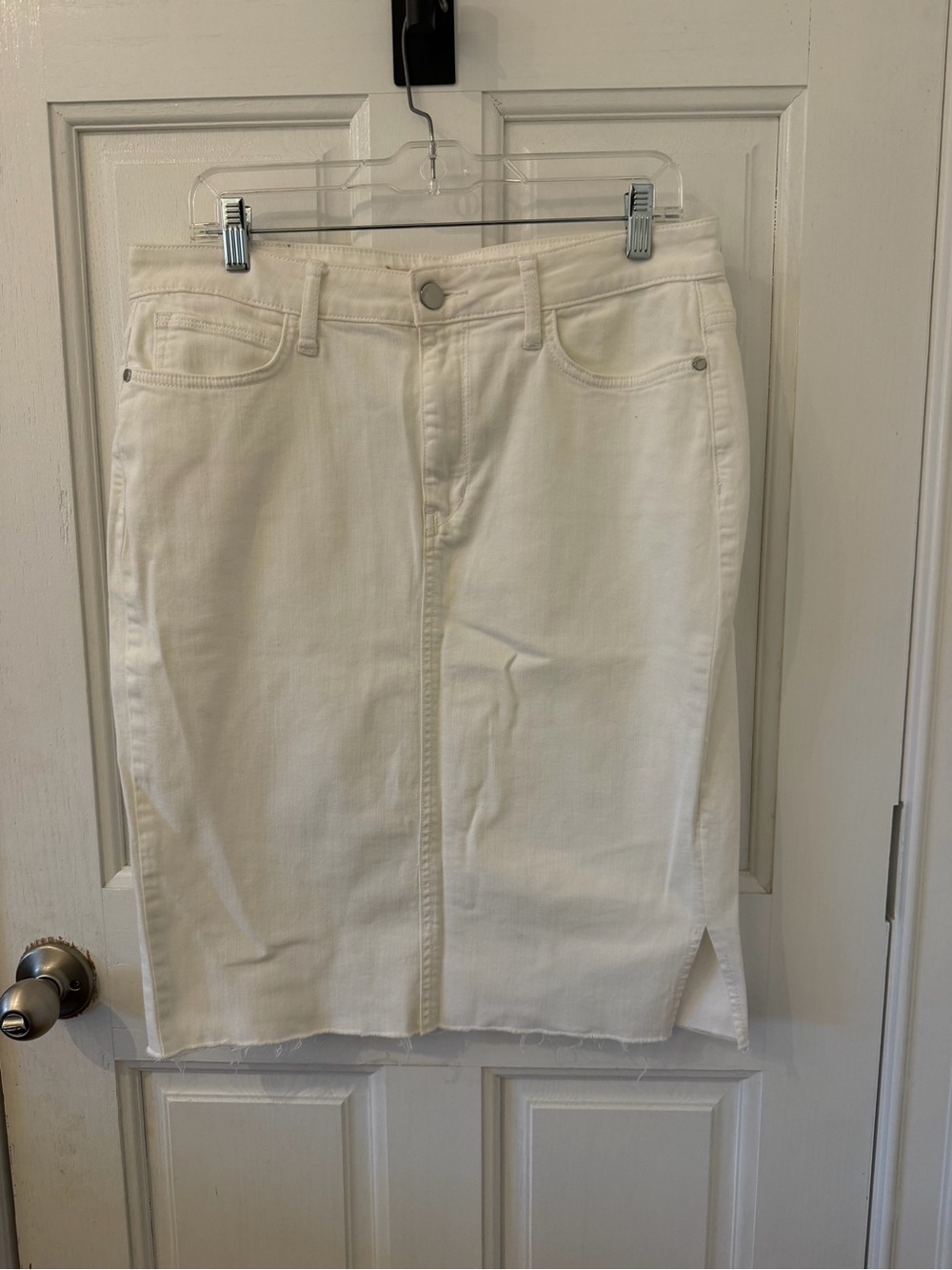 BCBGMaxAzria White Denim Skirt with Subtle Hardware